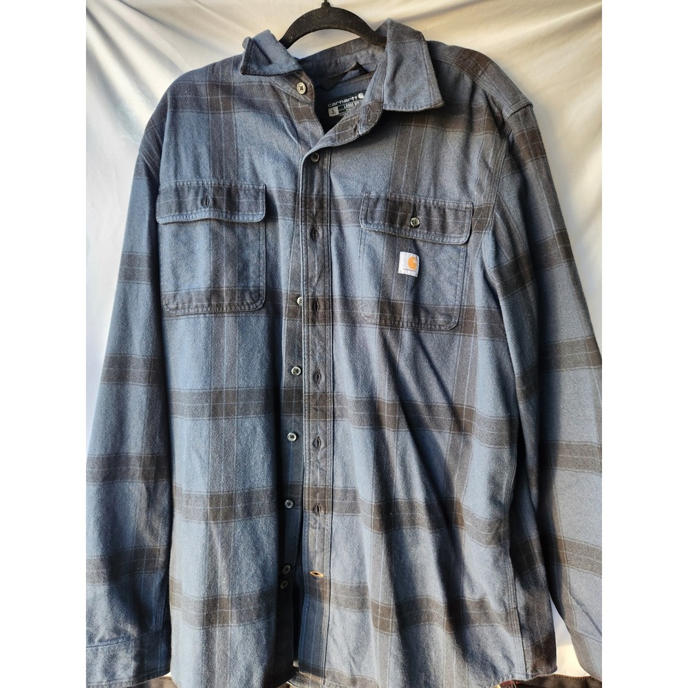 Carhartt Mens Loose Fit Flannel Plaid Button Down Shirt